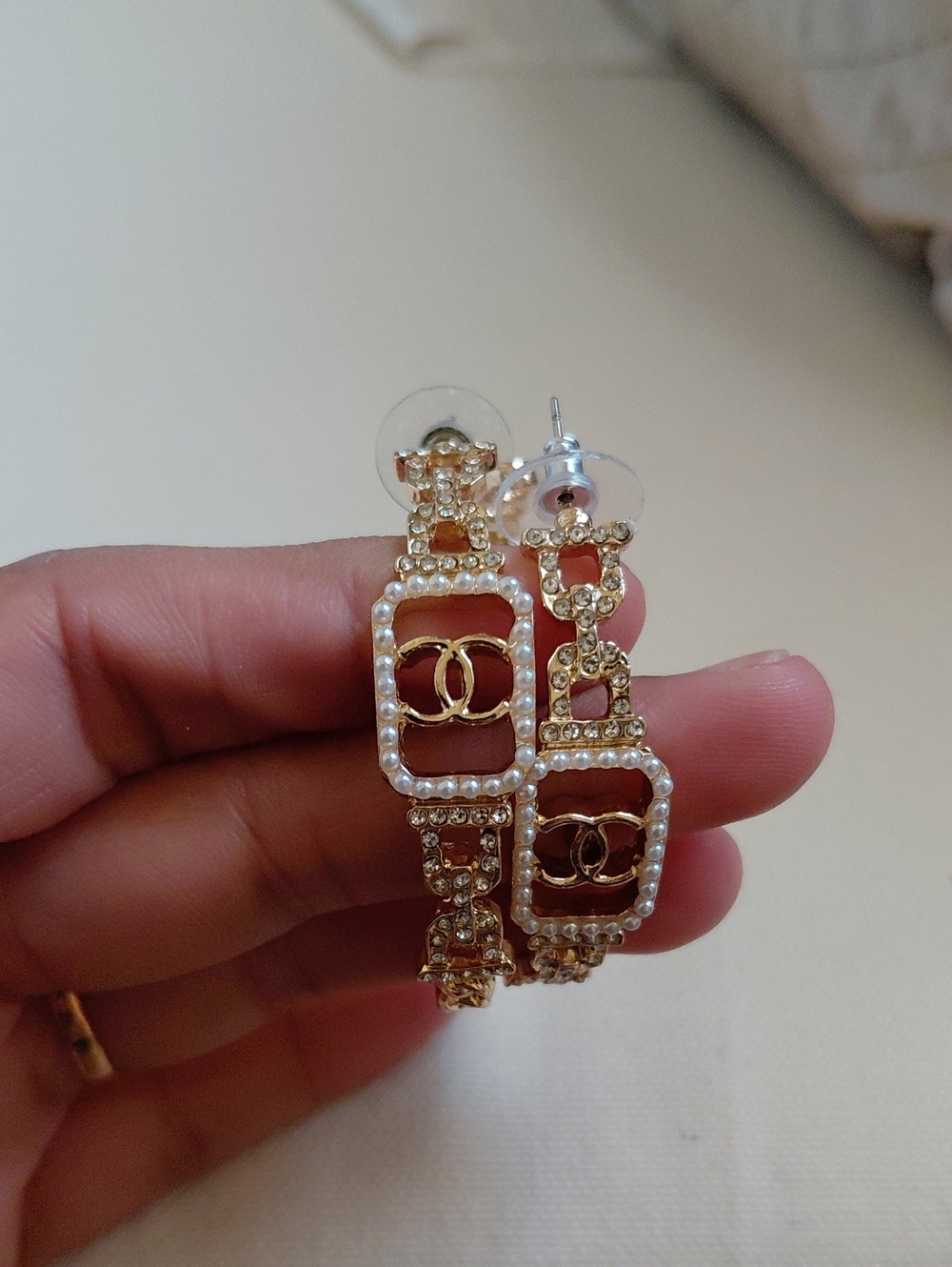 Fashion LUXURY earrings DOUBLE C GOLD HOOPS